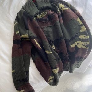 Rag & Bone Camo Knit Zip-Up Sweater